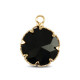 Crystal glass charm 13mm Jet black-gold